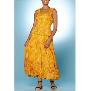 Disney Parks Color Me Courtney Women's Yellow Floral Ruffle Tiana Dress Size 2X